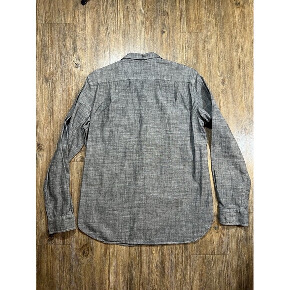J Crew Shirt Mens Medium Gray Chambray Long Sleeve Button Up Chin Strap Denim - Picture 5 of 7